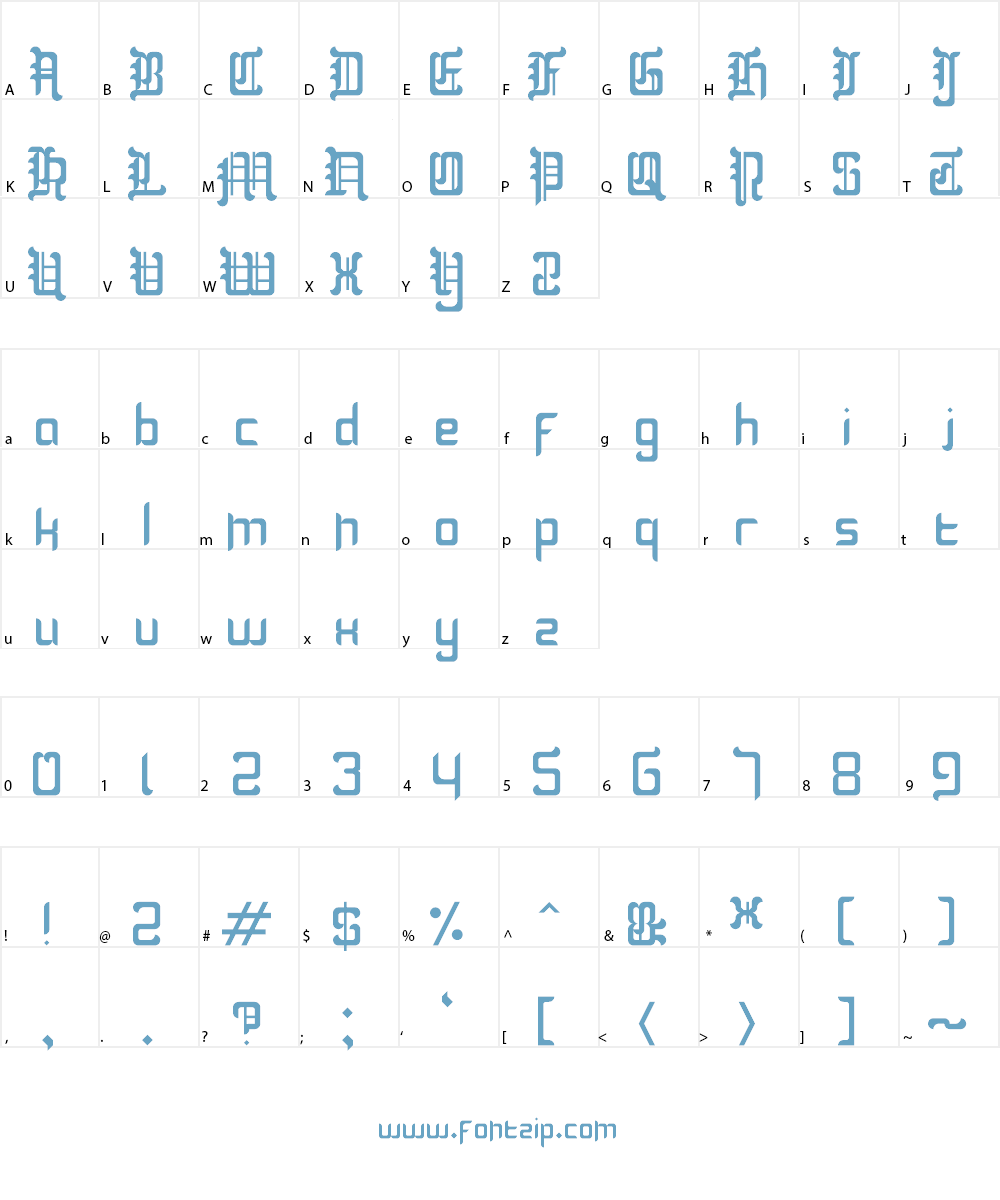 Blackletter Buffoonery Font Character